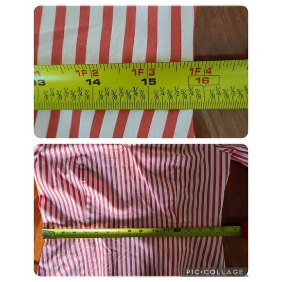 Universal Standard X J Crew Top XS Preppy Work Career Poplin Tie-Sleeve Striped - Picture 10 of 12